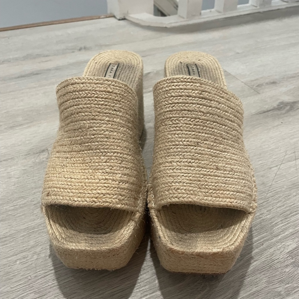 Zara straw wedge sandal!